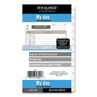 AT-A-GLANCE® 1-Page-Per-Day Planner Refills, 6.75 x 3.75, White Sheets, 12-Month (Jan to Dec): 2025 (AAG47112521)