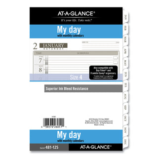 AT-A-GLANCE® 1-Page-Per-Day Planner Refills, 8.5 x 5.5, White Sheets, 12-Month (Jan to Dec): 2025 (AAG48112521)