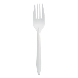 Berkley Square Mediumweight Polypropylene Cutlery, Fork, White, 1,000/Carton (BSQ1012000)