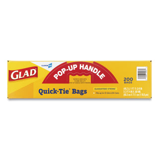 Glad® Tall Kitchen Quick-Tie Bags, 13 gal, 0.66 mil, 23.75" x 28", White, 200/Box (CLO15931)