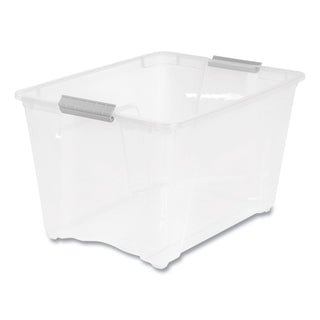 IRIS Stack and Pull Latching Flat Lid Storage Box, 13.5 gal, 22" x 16.5" x 13.03", Clear (IRS100243)
