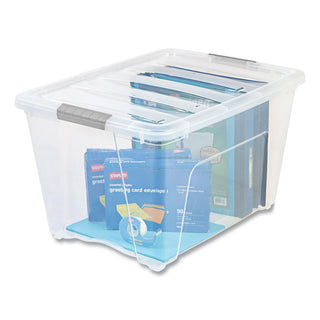 IRIS Stack and Pull Latching Flat Lid Storage Box, 13.5 gal, 22" x 16.5" x 13.03", Clear (IRS100243)