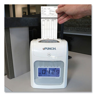 uPunch™ UB2000 Electronic Calculating Time Clock Bundle, LCD Display, Gray (PPZUB2000)
