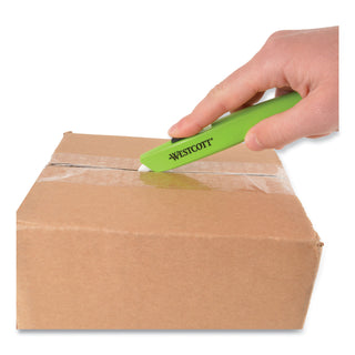 Westcott® Safety Ceramic Blade Box Cutter, 0.5" Blade, 6.15" Plastic Handle, Green (ACM17519)