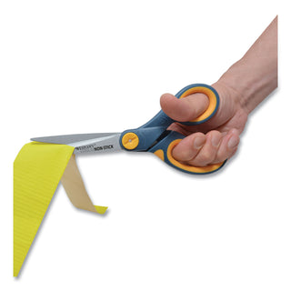 Westcott® Non-Stick Titanium Bonded Scissors, 8" Long, 3.25" Cut Length, Gray/Yellow Straight Handle (ACM14849)