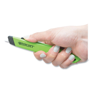 Westcott® Safety Ceramic Blade Box Cutter, 0.5" Blade, 5.5" Plastic Handle, Green (ACM16475)