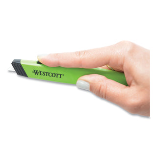 Westcott® Safety Ceramic Blade Box Cutter, 0.5" Blade, 5.5" Plastic Handle, Green (ACM16475)