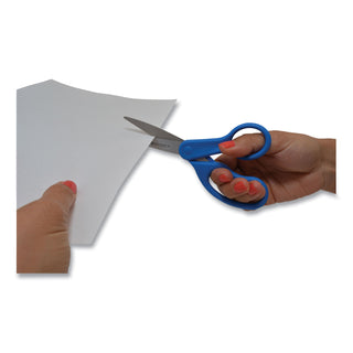 Westcott® Preferred Line Stainless Steel Scissors, 8" Long, 3.5" Cut Length, Blue Straight Handle (ACM41218)