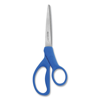 Westcott® Preferred Line Stainless Steel Scissors, 8" Long, 3.5" Cut Length, Blue Straight Handles, 2/Pack (ACM15452)