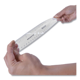 Westcott® Non-Shatter Flexible Ruler, Standard/Metric, 12" Long, Plastic, Clear (ACM13862)
