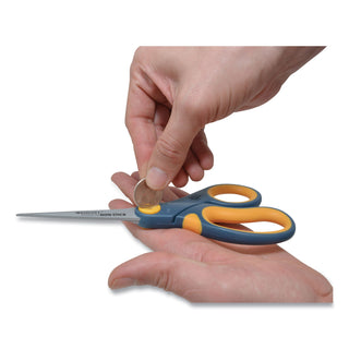 Westcott® Non-Stick Titanium Bonded Scissors, 8" Long, 3.25" Cut Length, Gray/Yellow Straight Handle (ACM14849)