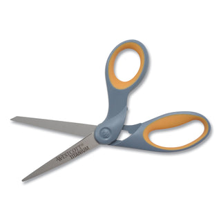 Westcott® Titanium Bonded Scissors, 8" Long, 3.5" Cut Length, Gray/Yellow Offset Handle (ACM13731)