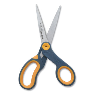 Westcott® Non-Stick Titanium Bonded Scissors, 8" Long, 3.25" Cut Length, Gray/Yellow Straight Handle (ACM14849)