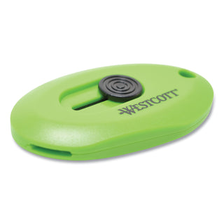 Westcott® Compact Safety Ceramic Blade Box Cutter, Retractable Blade, 0.5" Blade, 2.5" Plastic Handle, Green (ACM16474)
