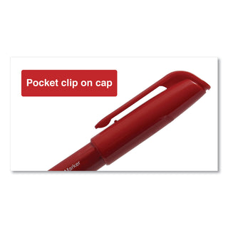 Universal® Pen-Style Permanent Marker, Fine Bullet Tip, Red, Dozen (UNV07072)
