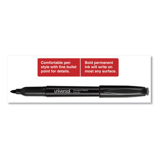 Universal® Pen-Style Permanent Marker, Fine Bullet Tip, Black, Dozen (UNV07071)
