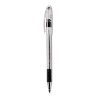Pentel® R.S.V.P. Stick Ballpoint Pen, Fine 0.7mm, Black Ink, Clear/Black Barrel, Dozen (PENBK90A)