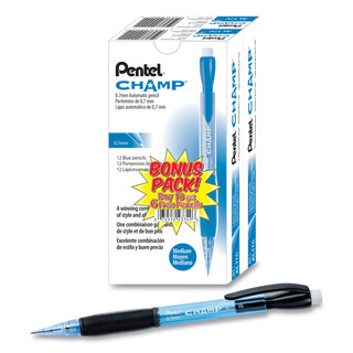 Pentel® Champ Mechanical Pencil, 0.7 mm, HB (#2.5), Black Lead, Blue Barrel, 24/Pack (PENAL17CSWUS)