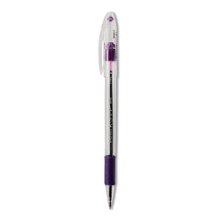 Pentel® R.S.V.P. Stick Ballpoint Pen, Fine 0.7mm, Violet Ink, Clear/Violet Barrel, Dozen (PENBK90V)
