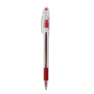 Pentel® R.S.V.P. Stick Ballpoint Pen, Medium 1mm, Red Ink, Clear/Red Barrel, Dozen (PENBK91B)