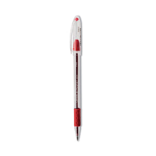 Pentel® R.S.V.P. Stick Ballpoint Pen, Fine 0.7mm, Red Ink, Clear/Red Barrel, Dozen (PENBK90B)