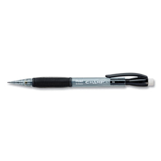 Pentel® Champ Mechanical Pencil, 0.9 mm, HB (#2.5), Black Lead, Translucent Black Barrel, Dozen (PENAL19A)