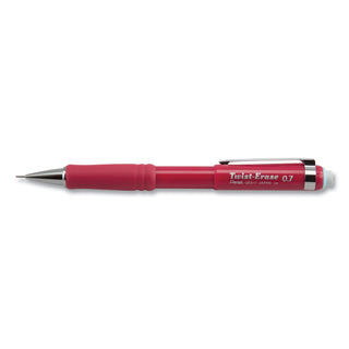 Pentel® Twist-Erase III Mechanical Pencil, 0.7 mm, HB (#2.5), Black Lead, Red Barrel (PENQE517B)