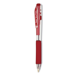 Pentel® WOW! Retractable Gel Pen, Medium 0.7 mm, Red Ink, Clear/Red Barrel, Dozen (PENK437B)