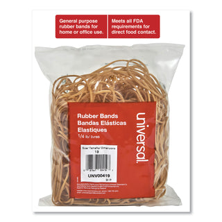 Universal® Rubber Bands, Size 19, 0.04" Gauge, Beige, 4 oz Box, 310/Pack (UNV00419)