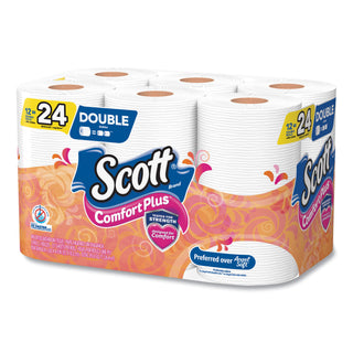 Scott® ComfortPlus Toilet Paper, Double Roll, Bath Tissue, Septic Safe, 1-Ply, White, 231 Sheets/Roll, 12 Rolls/Pack, 4 Packs/Carton (KCC47618)