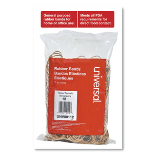 Universal® Rubber Bands, Size 12, 0.04" Gauge, Beige, 1 lb Box, 2,500/Pack (UNV00112)