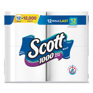 Scott® Toilet Paper, Septic Safe, 1-Ply, White, 1,000 Sheets/Roll, 12 Rolls/Pack, 4 Pack/Carton (KCC10060)