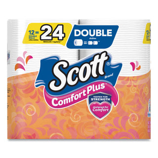Scott® ComfortPlus Toilet Paper, Double Roll, Bath Tissue, Septic Safe, 1-Ply, White, 231 Sheets/Roll, 12 Rolls/Pack, 4 Packs/Carton (KCC47618)