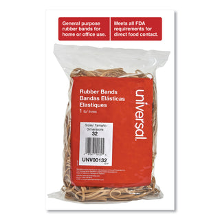 Universal® Rubber Bands, Size 32, 0.04" Gauge, Beige, 1 lb Box, 820/Pack (UNV00132)