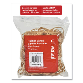 Universal® Rubber Bands, Size 18, 0.04" Gauge, Beige, 4 oz Box, 400/Pack (UNV00418)