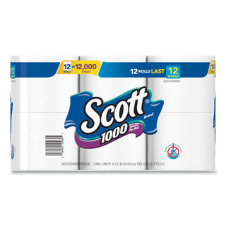 Scott® Toilet Paper, Septic Safe, 1-Ply, White, 1,000 Sheets/Roll, 12 Rolls/Pack, 4 Pack/Carton (KCC10060)