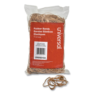 Universal® Rubber Bands, Size 54 (Assorted), Assorted Gauges, Beige, 1 lb Box (UNV00154)