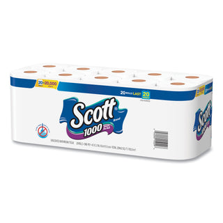 Scott® 1000 Bathroom Tissue, Septic Safe, 1-Ply, White, 1,000 Sheet/Roll, 20/Pack (KCC20032PK)