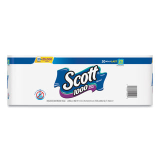 Scott® 1000 Bathroom Tissue, Septic Safe, 1-Ply, White, 1,000 Sheet/Roll, 20/Pack (KCC20032PK)