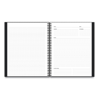 Blue Sky® Aligned Business Notebook, 1-Subject, Meeting-Minutes/Notes Format with Narrow Rule, Black Cover, (78) 11 x 8.5 Sheets (BLS121454)