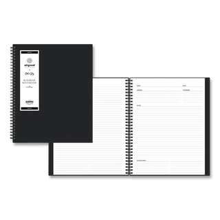 Blue Sky® Aligned Business Notebook, 1-Subject, Meeting-Minutes/Notes Format with Narrow Rule, Black Cover, (78) 11 x 8.5 Sheets (BLS121454)