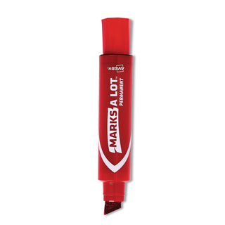 Avery® MARKS A LOT Extra-Large Desk-Style Permanent Marker, Extra-Broad Chisel Tip, Red (AVE24147BX)