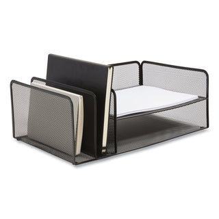 TRU RED™ Wire Mesh Combination Organizer, Vertical/Horizontal, 4 Sections, Letter-Size, 11.2 x 17.4 x 6.54, Matte Black (TUD24402476)