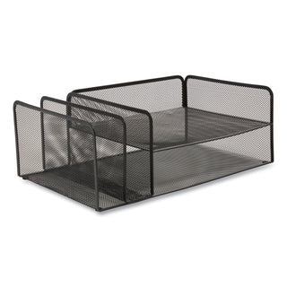TRU RED™ Wire Mesh Combination Organizer, Vertical/Horizontal, 4 Sections, Letter-Size, 11.2 x 17.4 x 6.54, Matte Black (TUD24402476)