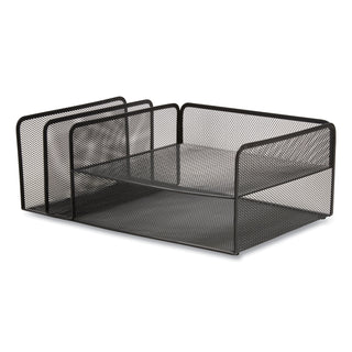 TRU RED™ Wire Mesh Combination Organizer, Vertical/Horizontal, 4 Sections, Letter-Size, 11.2 x 17.4 x 6.54, Matte Black (TUD24402476)