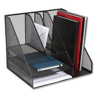 TRU RED™ Wire Mesh Combination Organizer, Vertical/Horizontal, 8 Sections, Letter-Size, 12 x 12 x 13.97, Matte Black (TUD24402452) (TUD24402452)