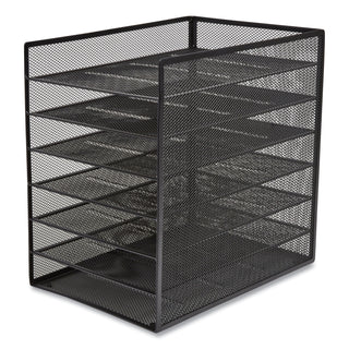 TRU RED™ Front-Load Enclosed Wire Mesh Horizontal Document Organizer, 6 Sections, Letter-Size, 9.25 x 13.38 x 13.38, Matte Black (TUD24402482)