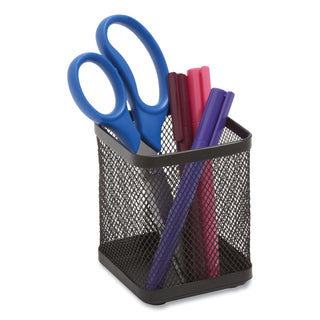TRU RED™ Wire Mesh Pencil Holder, 3.46 x 3.46 x 4.33, Black (TUD24402480)