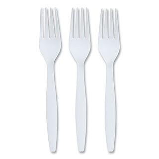 Perk™ Heavyweight Plastic Cutlery, Fork, White, 100/Pack (PRK24390999)