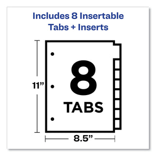 Office Essentials™ Plastic Insertable Dividers, 8-Tab, Letter (AVE11467)